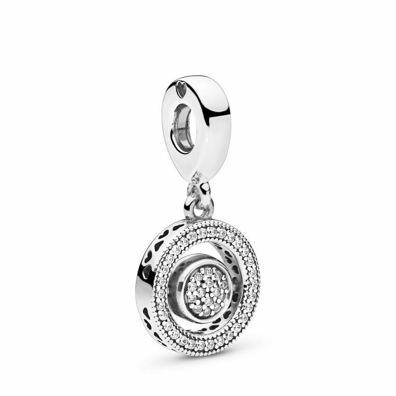 Pandora Spinning Signature Dangle Charm - Sterling Silver/Cubic Zirconia - Canada | VH6040AU